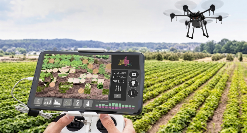 Drone monitoring agricultural fields